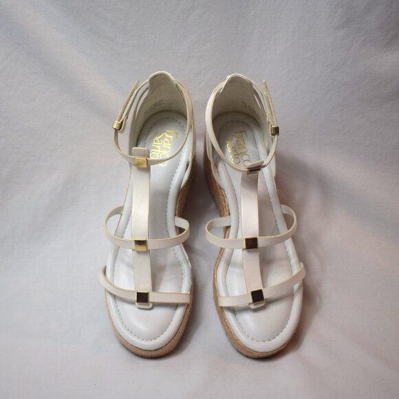 New Franco Sarto Pana Espadrille Wedge Sandals White Size 8.5M No Tags No Box - Picture 2 of 8